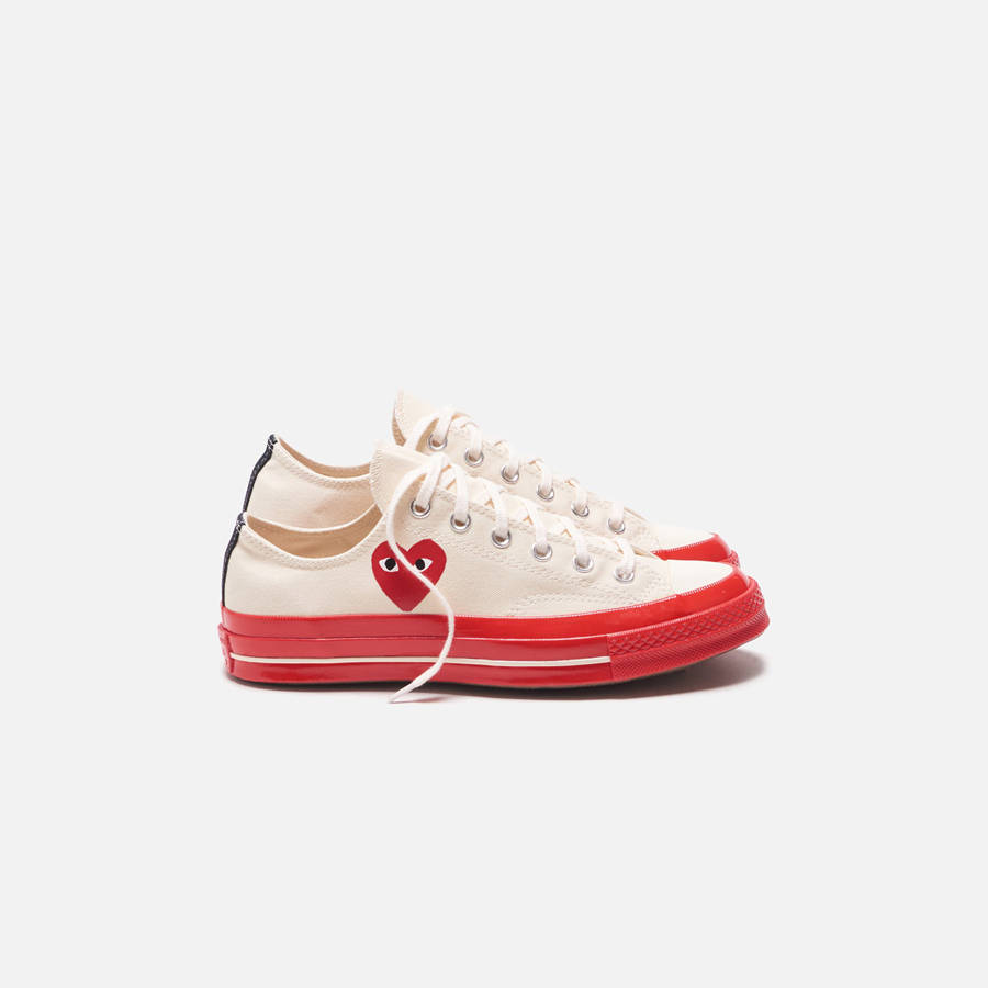 White Men Kith Converse x Comme des Garçons CDG Play Red Sole Low Top Sneakers | 4136-JFUAC