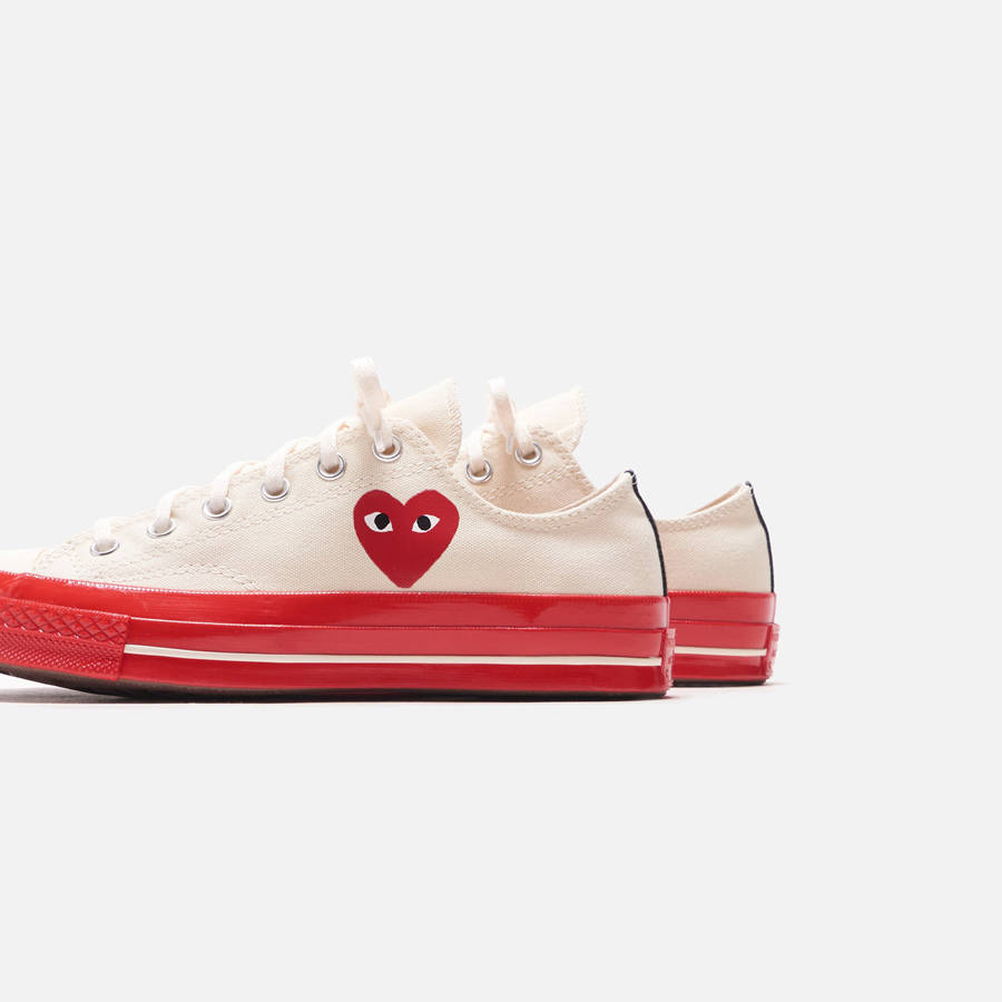 White Men Kith Converse x Comme des Garçons CDG Play Red Sole Low Top Sneakers | 4136-JFUAC