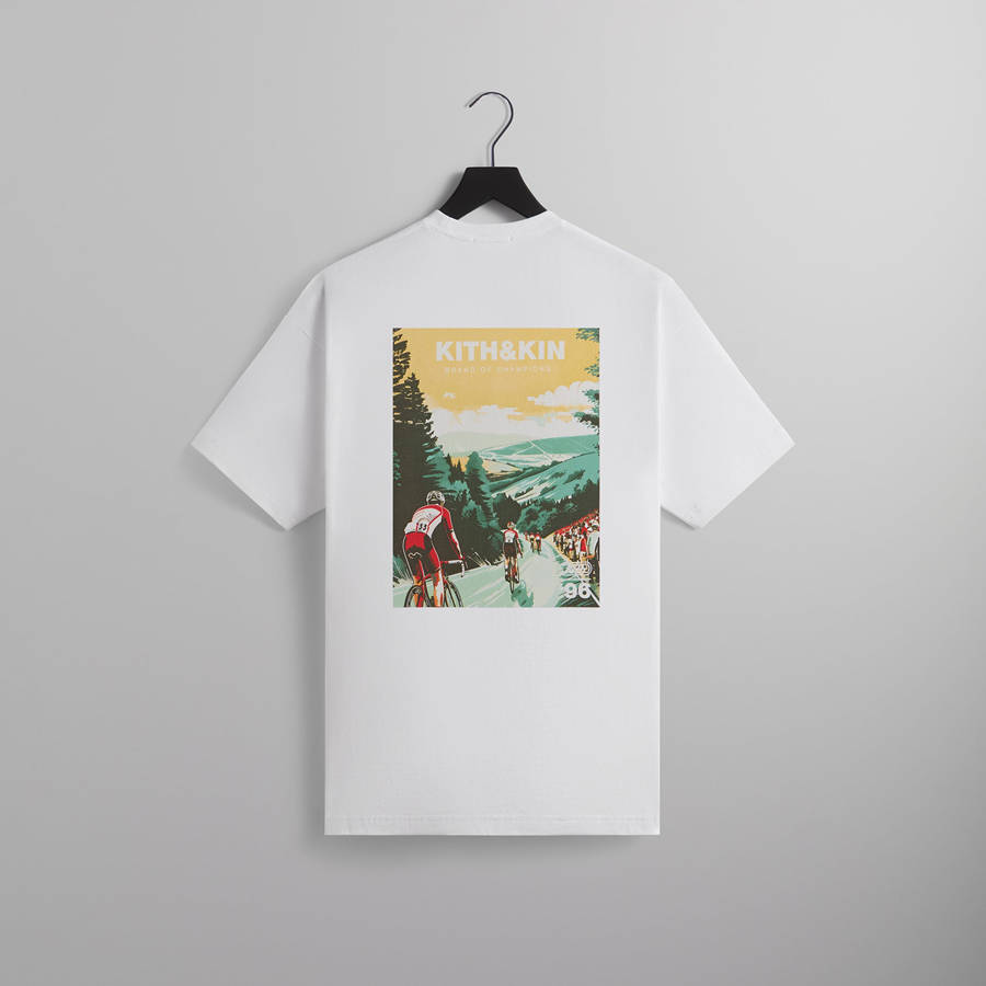 White Men Kith Cycling Poster T-Shirt | 6498-EPQHX