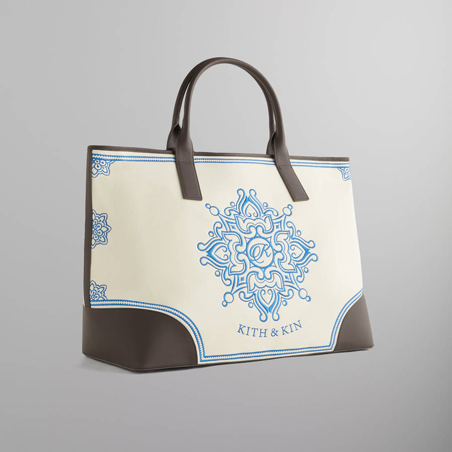 White Men Kith Embroidered Canvas Tote Bags | 5670-XHRVY