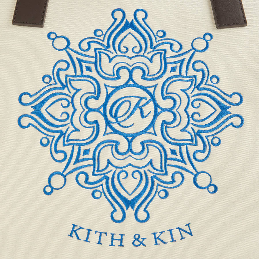 White Men Kith Embroidered Canvas Tote Bags | 5670-XHRVY