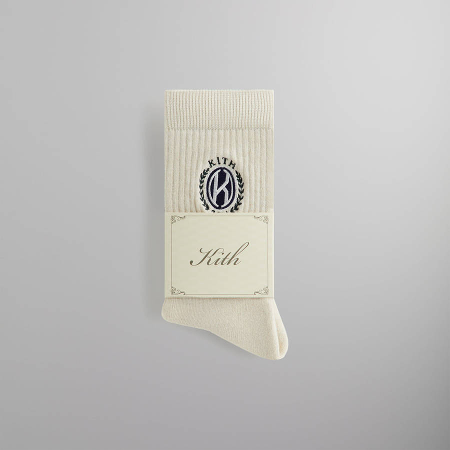 White Men Kith Embroidered Crest Crew Socks | 6104-CKNTR