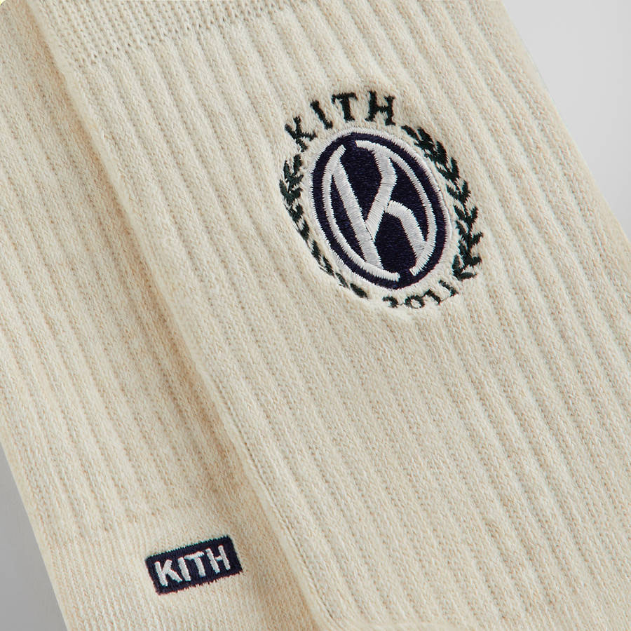 White Men Kith Embroidered Crest Crew Socks | 6104-CKNTR
