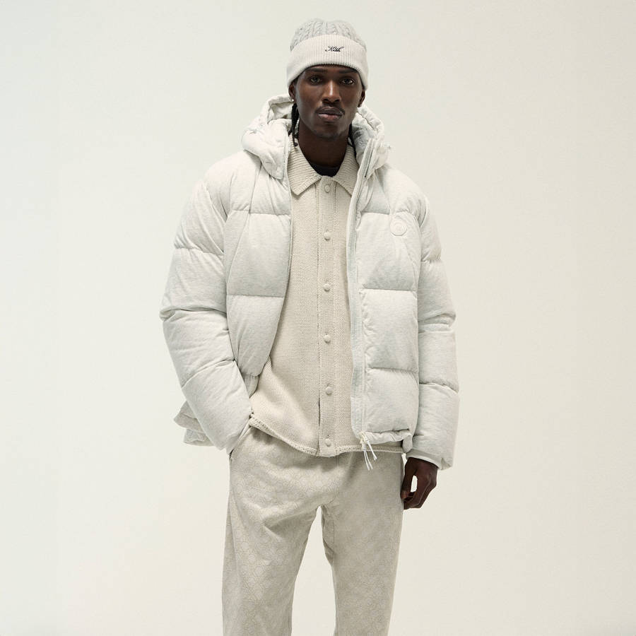 White Men Kith Jersey Midi Puffers | 5619-JFLPN