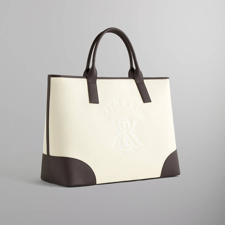 White Men Kith Leather Trimmed Canvas Tote Bags | 1905-DKVZX