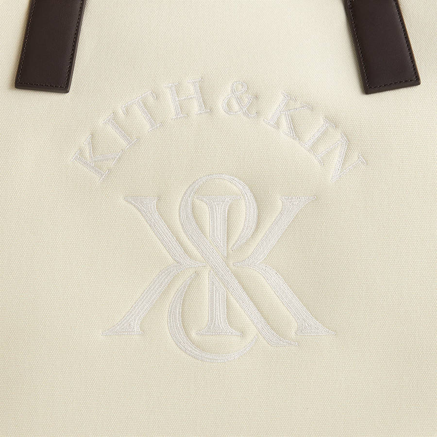 White Men Kith Leather Trimmed Canvas Tote Bags | 1905-DKVZX