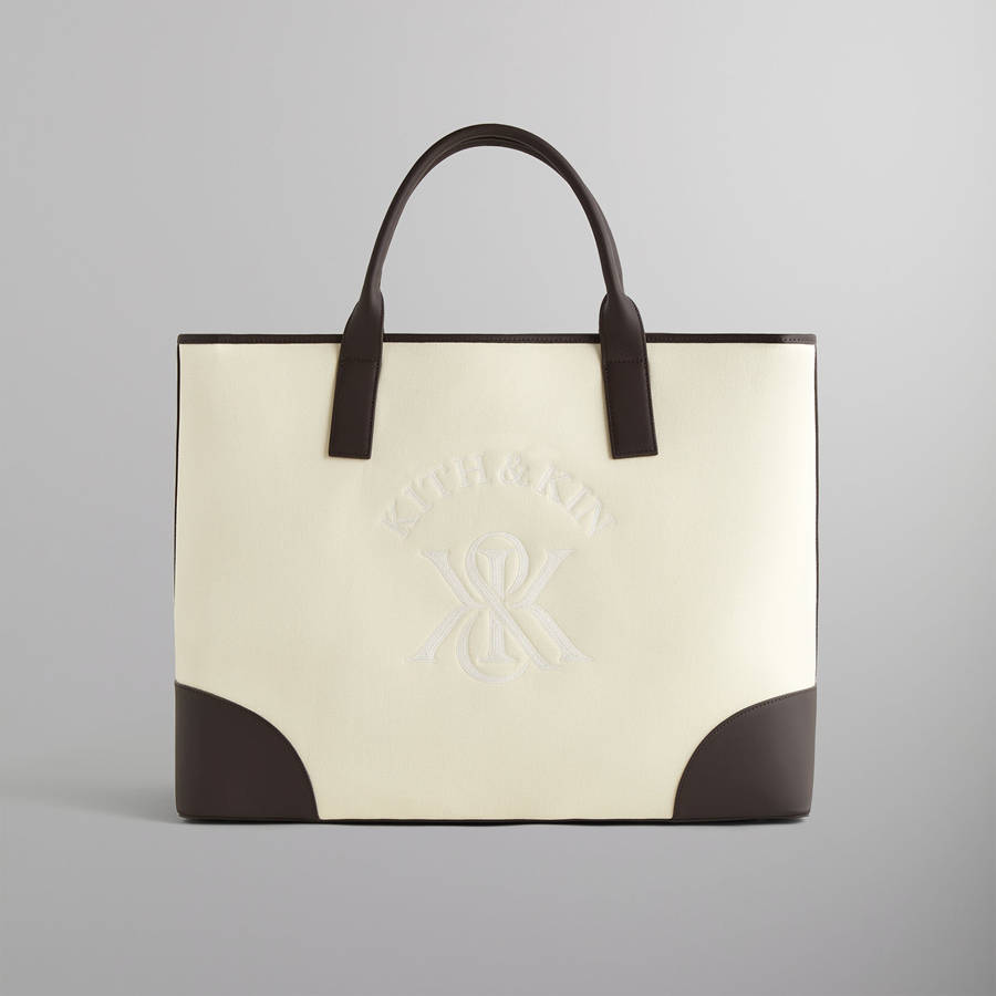 White Men Kith Leather Trimmed Canvas Tote Bags | 1905-DKVZX