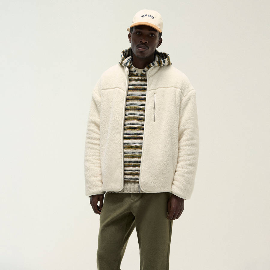 White Men Kith Lightweight Sherpa Antony Full Zip Jackets | 9450-PQHWC