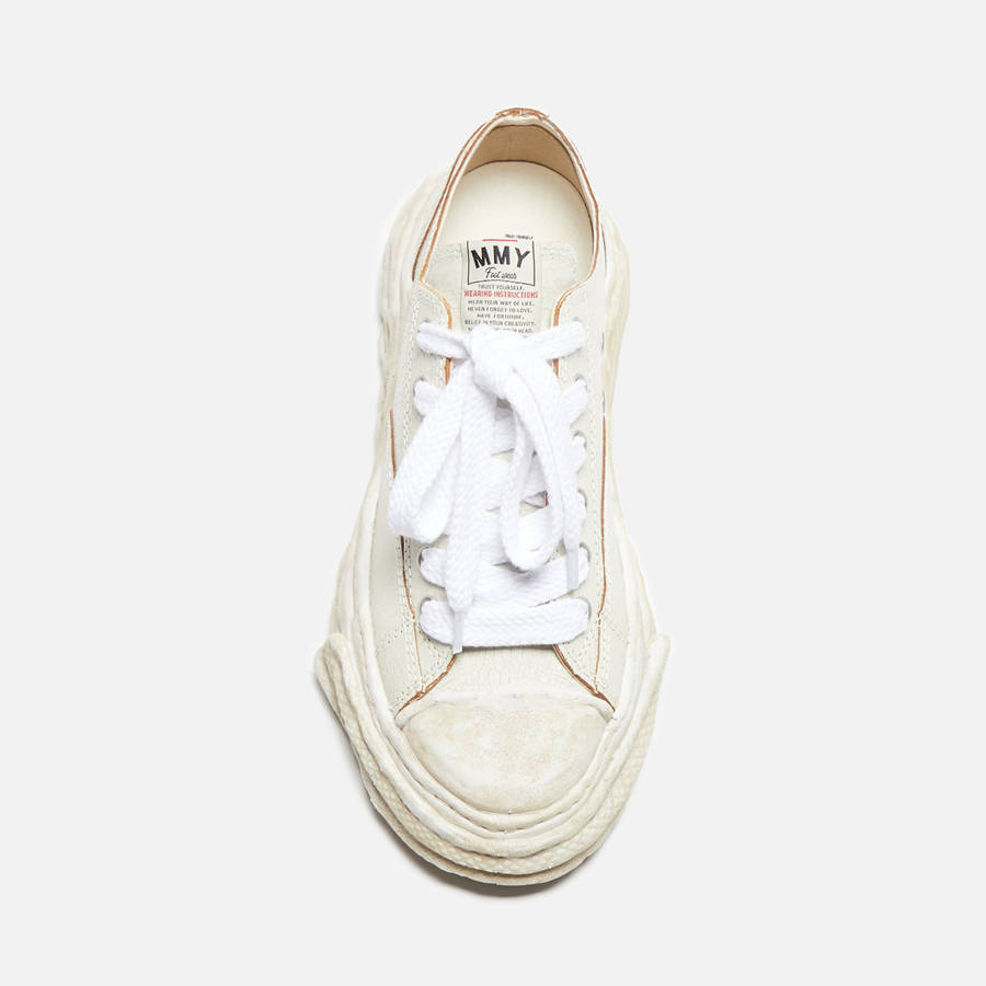 White Men Kith Mihara Yasuhiro Peterson Low 23 Cracking Leather Sneakers | 7032-NEJXS
