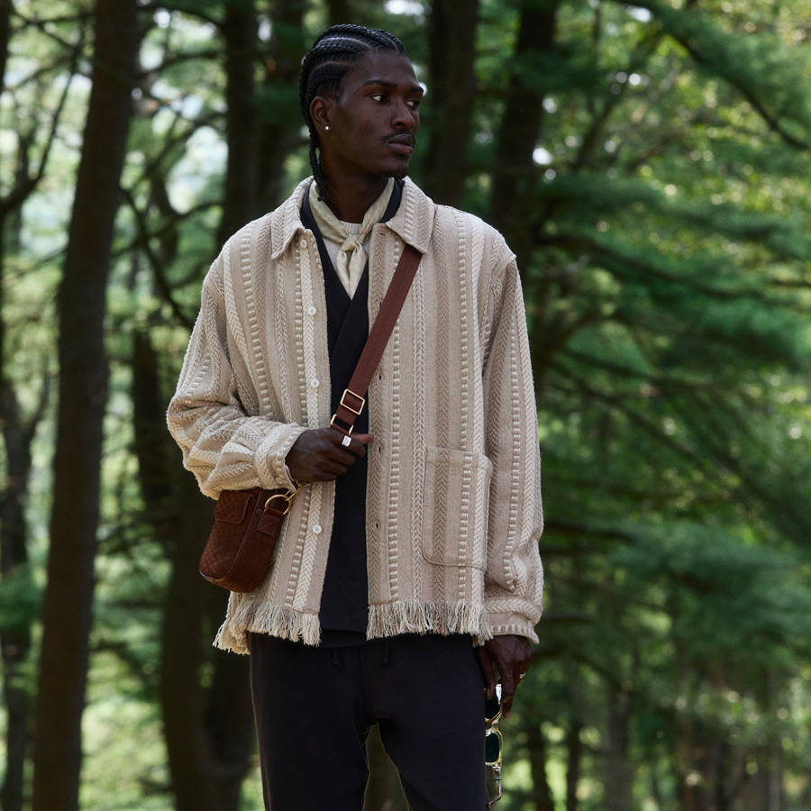 White Men Kith Mixed Stripe Tweed Boxy Collared Overshirt Jackets | 5912-CAPIB
