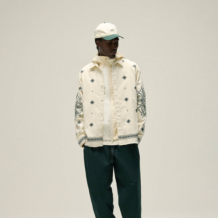 White Men Kith Raw Hem Denim Apollo Shirts | 3980-KCRZQ