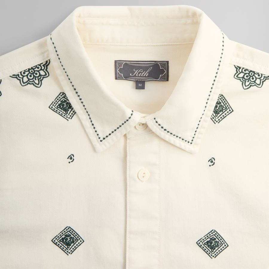White Men Kith Raw Hem Denim Apollo Shirts | 3980-KCRZQ
