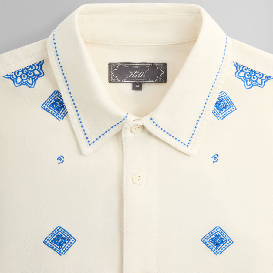 White Men Kith Raw Hem Denim Apollo Shirts | 1534-JTZOD