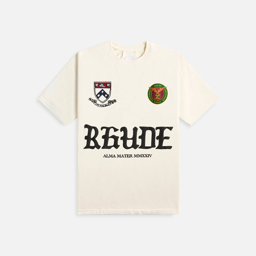 White Men Kith Rhude Runway Script T-Shirt | 4036-AOTXJ