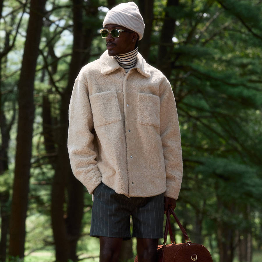 White Men Kith Shearling Apollo Shirts | 0925-VHPUC