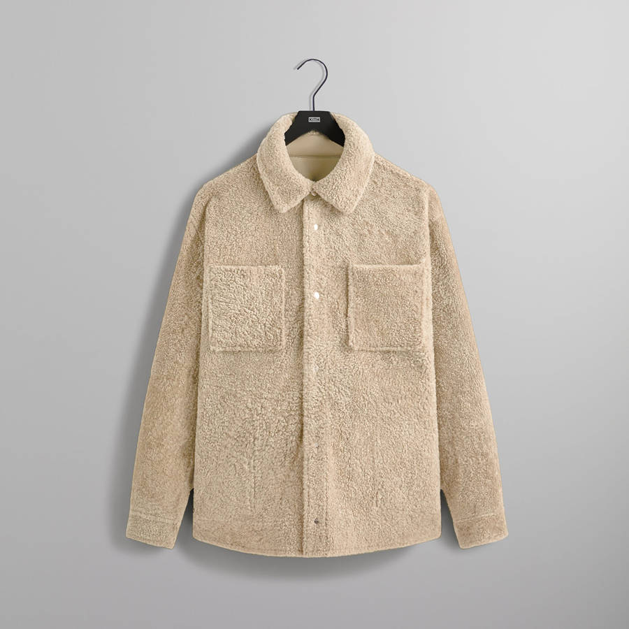 White Men Kith Shearling Apollo Shirts | 0925-VHPUC