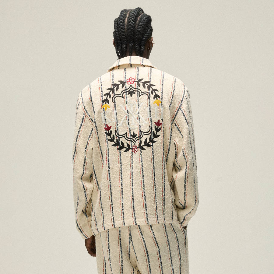 White Men Kith Striped Boucle Coaches Jackets | 3098-PWQAB