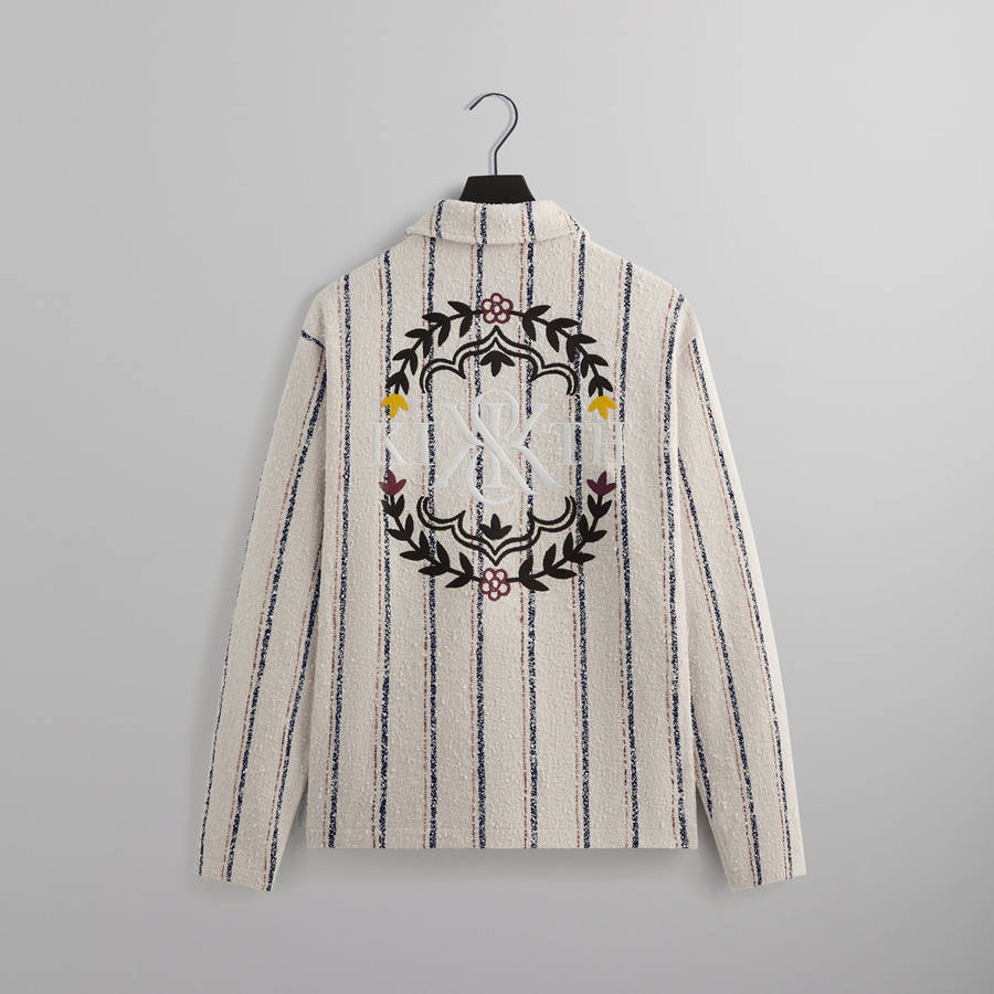 White Men Kith Striped Boucle Coaches Jackets | 3098-PWQAB