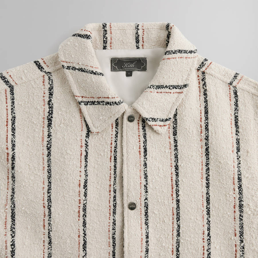 White Men Kith Striped Boucle Coaches Jackets | 3098-PWQAB