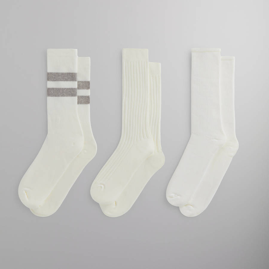White Men Kith Three Pack Mixed Cotton Socks | 7864-CLBPM