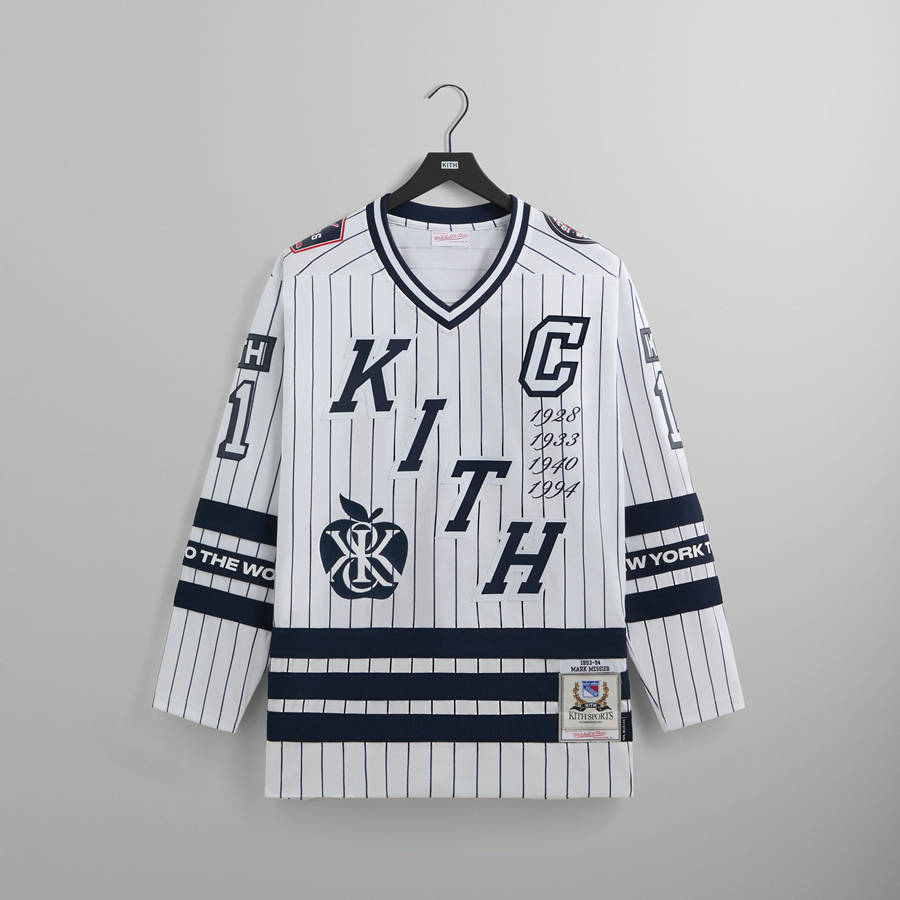 White Men Kith and Mitchell and Ness for the New York Rangers Mark Messier Jersey Shirts | 4206-YPGAJ