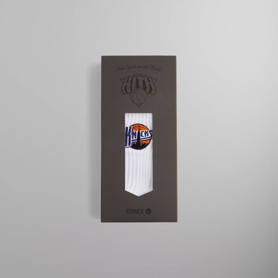 White Men Kith and Stance for the New York Knicks New York City Crew Socks | 5041-BQCIX