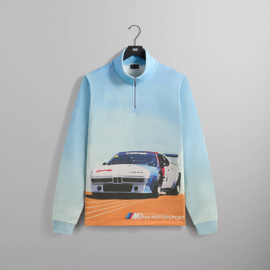 White Men Kith for BMW Retro Vintage Quarter Zip Sweatshirts | 0956-GCMUX