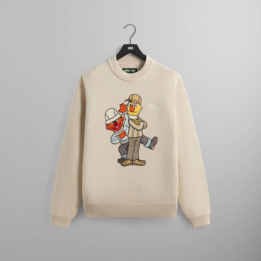 White Men Kith for Sesame Street Bert and Earnie Crewneck Sweater Sweatshirts | 1037-YCEIL