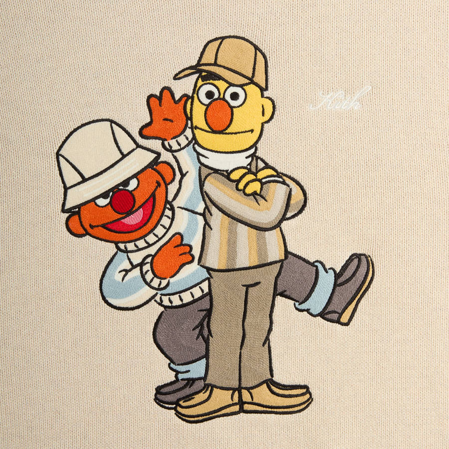 White Men Kith for Sesame Street Bert and Earnie Crewneck Sweater Sweatshirts | 1037-YCEIL