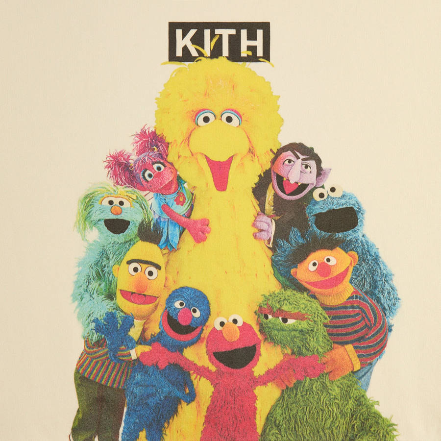 White Men Kith for Sesame Street Group Hug Nelson Crewneck Sweatshirts | 9780-CSFNX