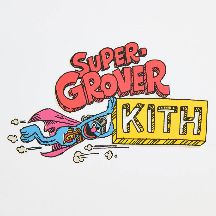 White Men Kith for Sesame Street Super Grover Sketch Shirts | 3791-GTPVU