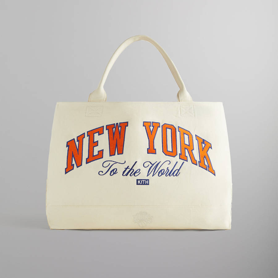 White Men Kith for the New York Knicks Canvas Tote Bags | 9305-NEHXF