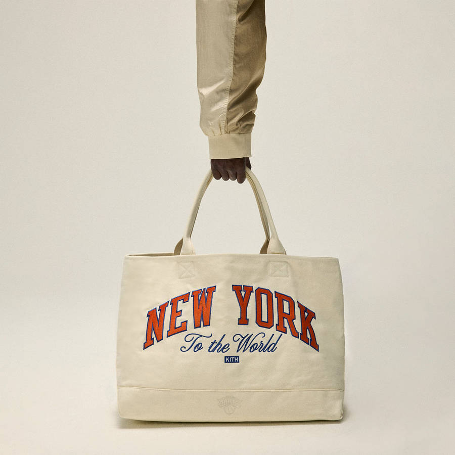 White Men Kith for the New York Knicks Canvas Tote Bags | 9305-NEHXF