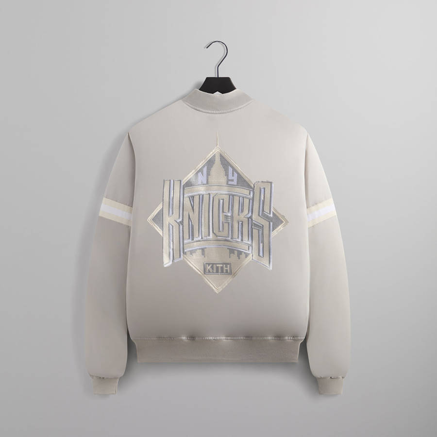 White Men Kith for the New York Knicks Empire Satin Bomber Jackets | 9250-VKGBU