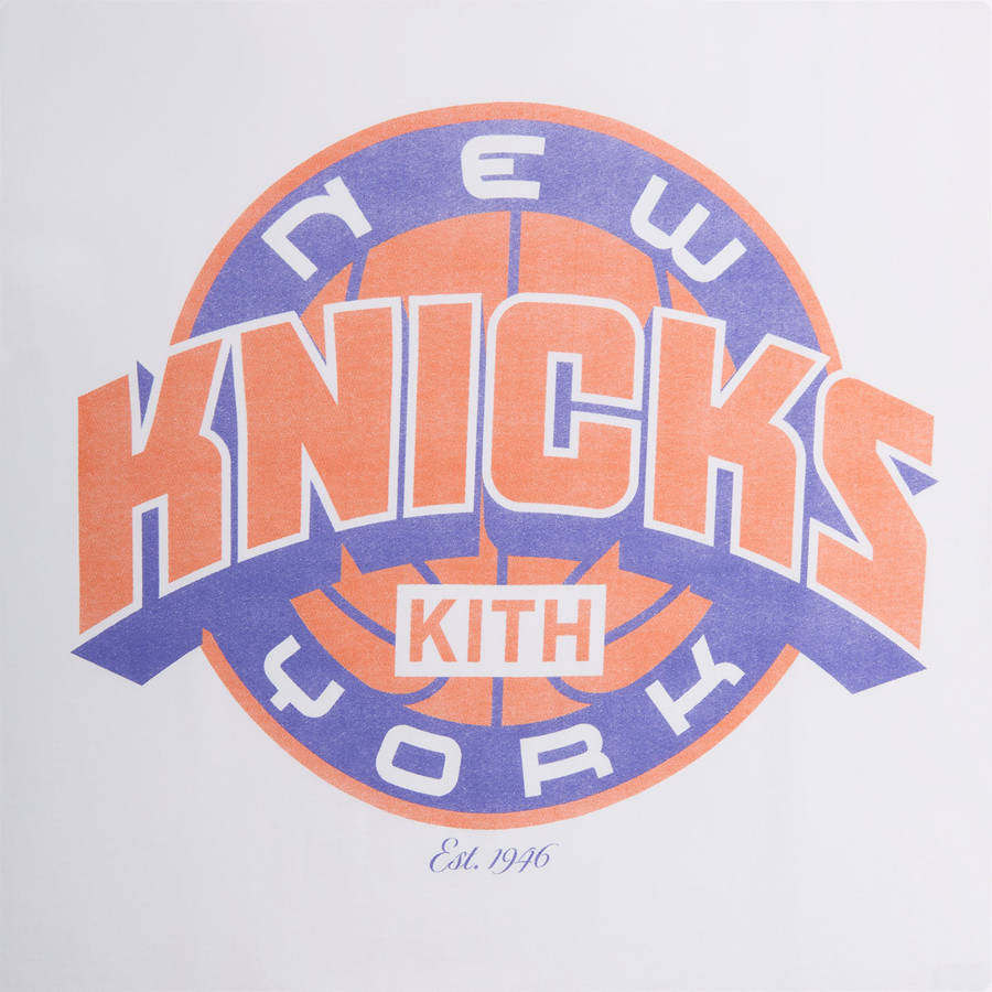 White Men Kith for the New York Knicks Showtime Vintage T-Shirt | 5016-LQYBC