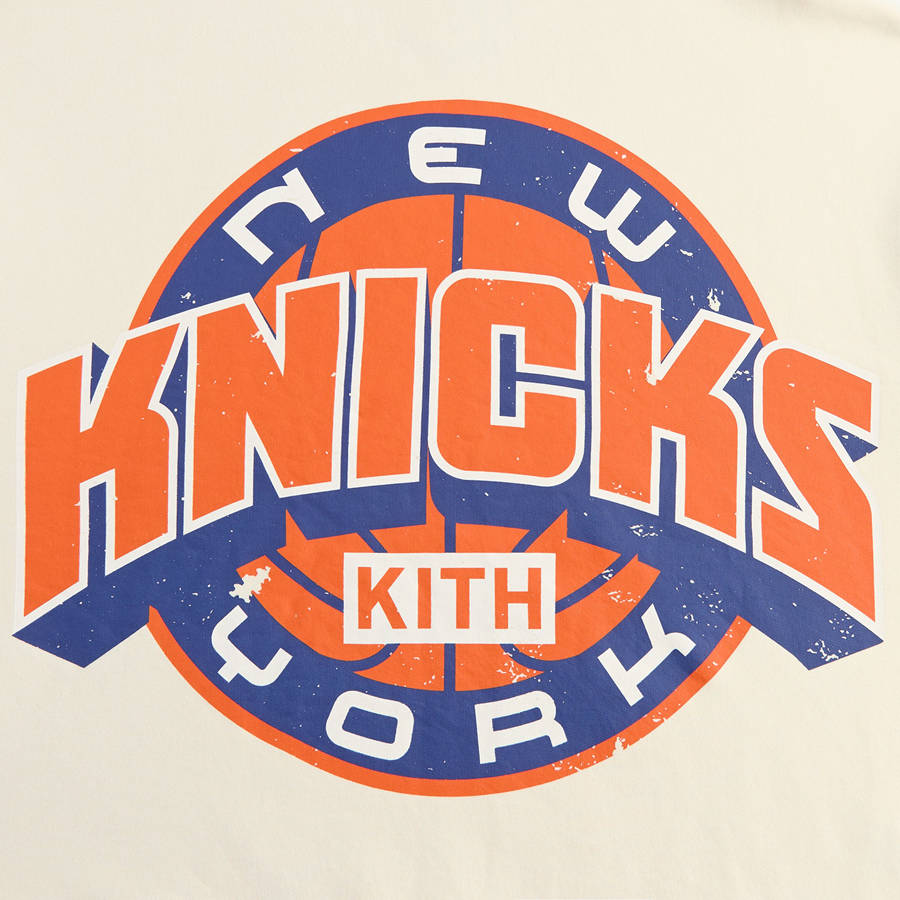 White Men Kith for the New York Knicks Showtime Vintage Nelson Crewneck Sweatshirts | 2857-VKIRW