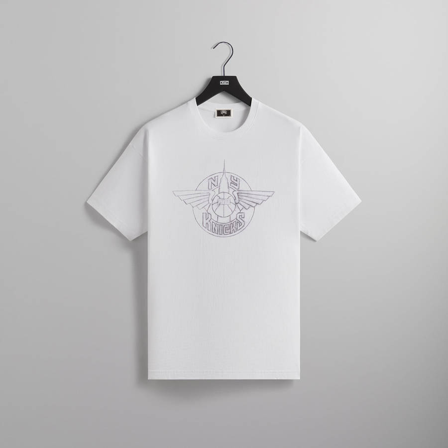 White Men Kith for the New York Knicks Wingman Sketch Vintage T-Shirt | 4381-AZSBE