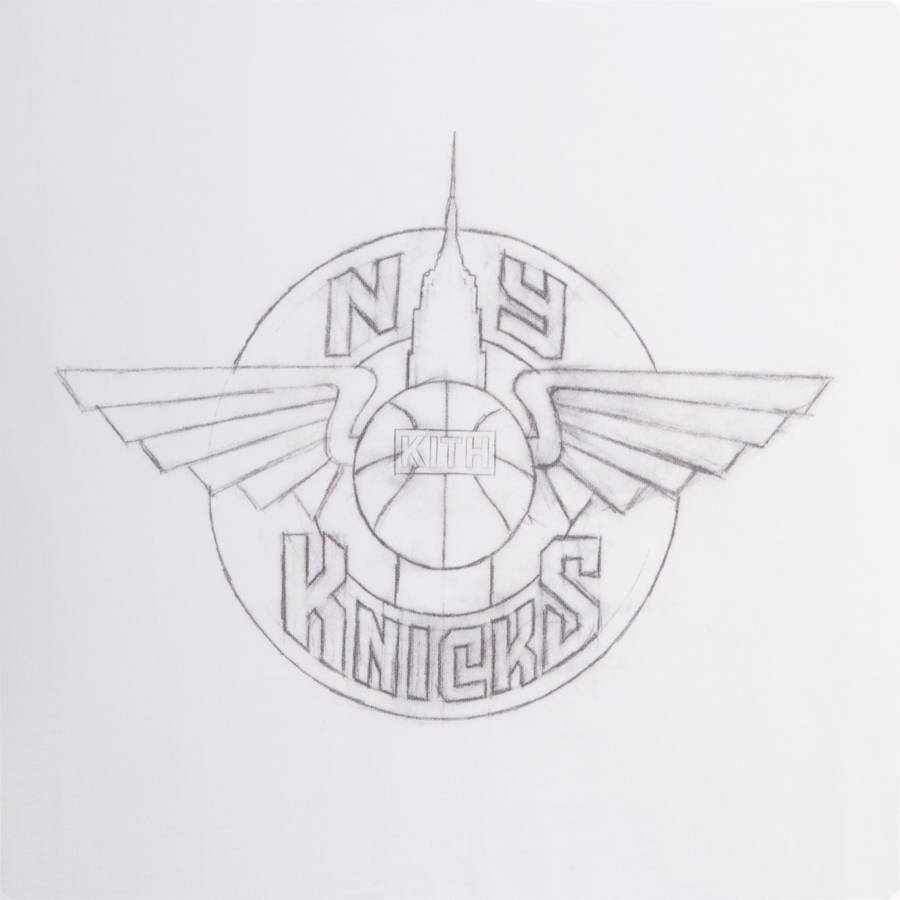 White Men Kith for the New York Knicks Wingman Sketch Vintage T-Shirt | 4381-AZSBE