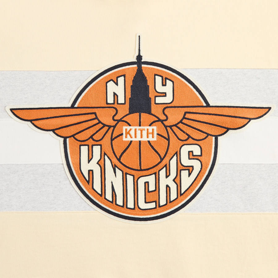 White Men Kith for the New York Knicks Wings Nelson Collared Pullover Sweatshirts | 1462-NQLRT