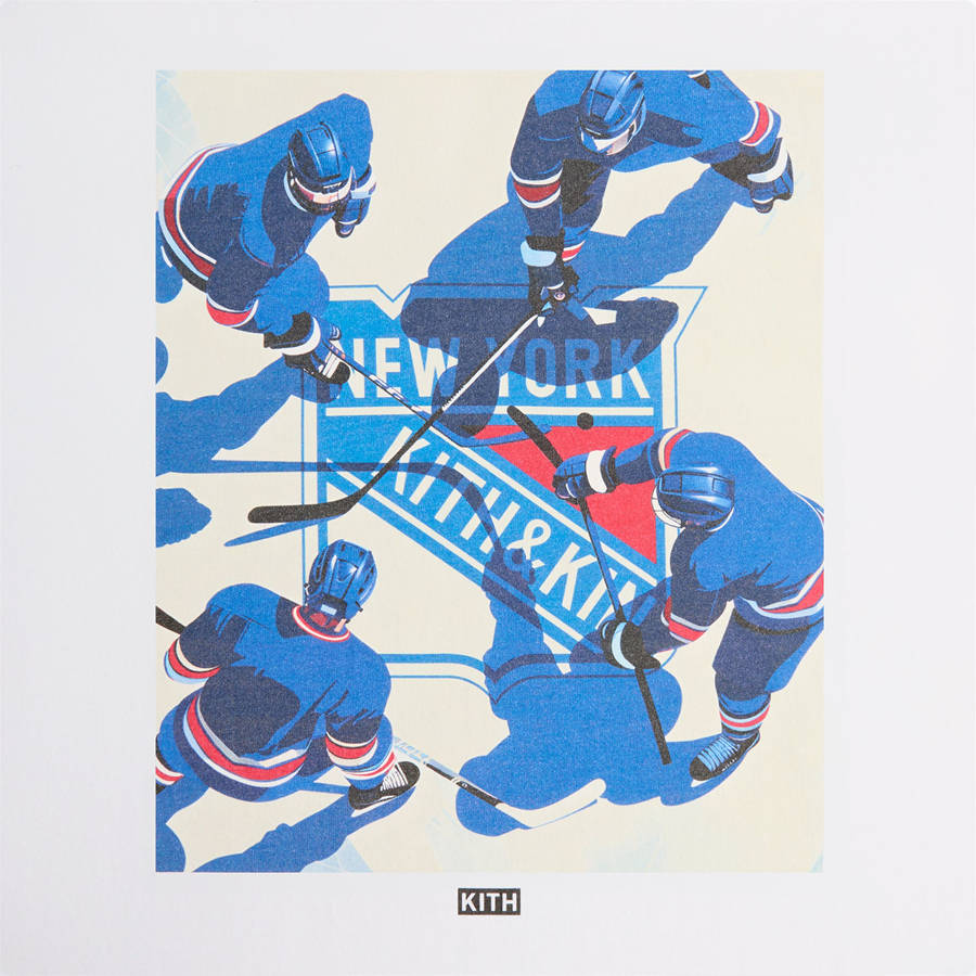 White Men Kith for the New York Rangers on Ice Vintage T-Shirt | 1589-VLDMF