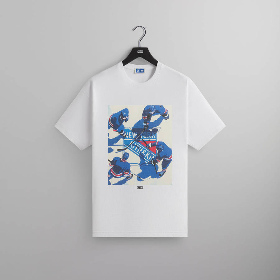 White Men Kith for the New York Rangers on Ice Vintage T-Shirt | 1589-VLDMF