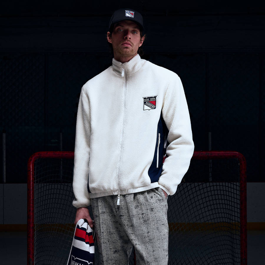 White Men Kith for the New York Rangers Polar Fleece Full Zip Jackets | 7839-TQXYO