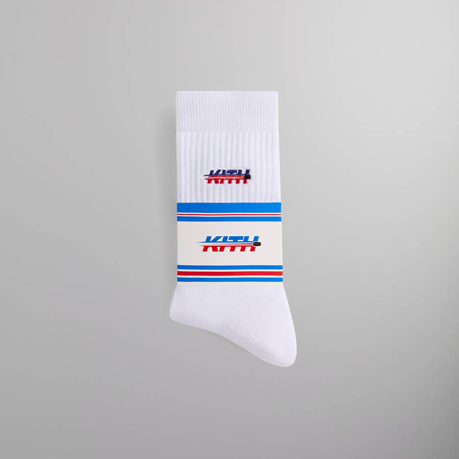 White Men Kith for the New York Rangers Puck Logo Crew Socks | 6870-OTLPM