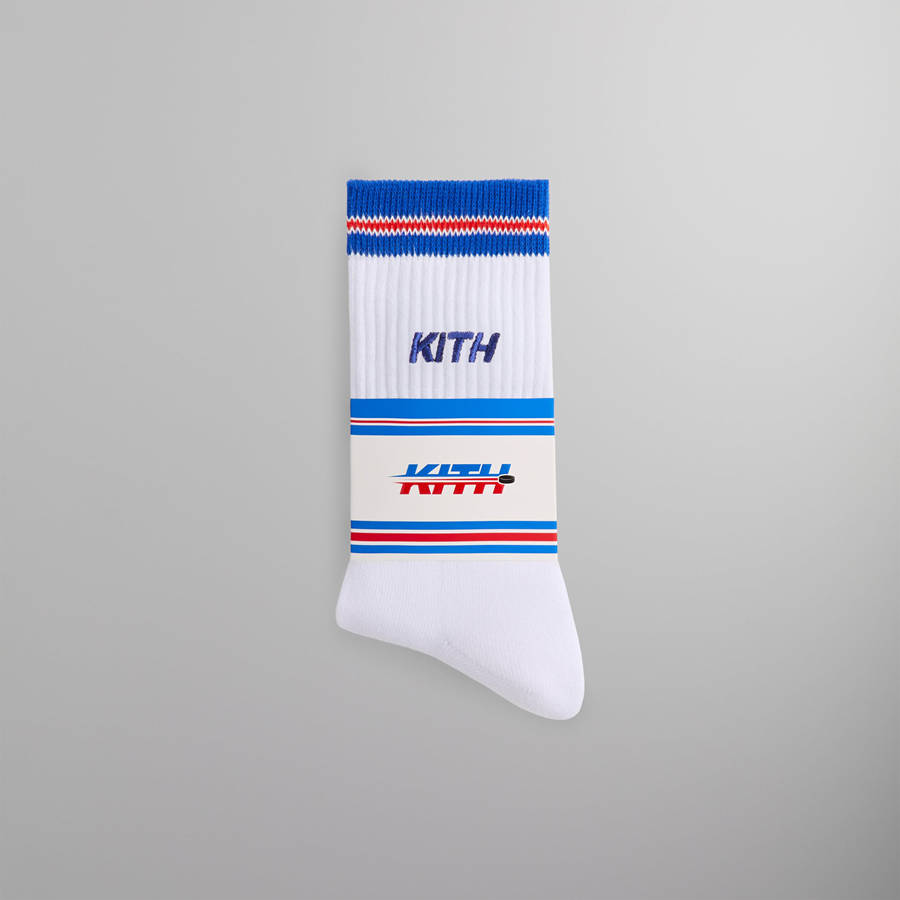 White Men Kith for the New York Rangers Striped Crew Socks | 2763-YITVJ