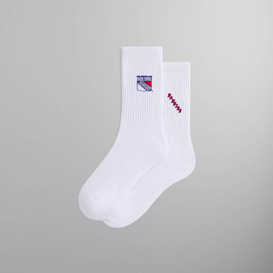 White Men Kith for the New York Rangers Shield Crew Socks | 7850-KURQH