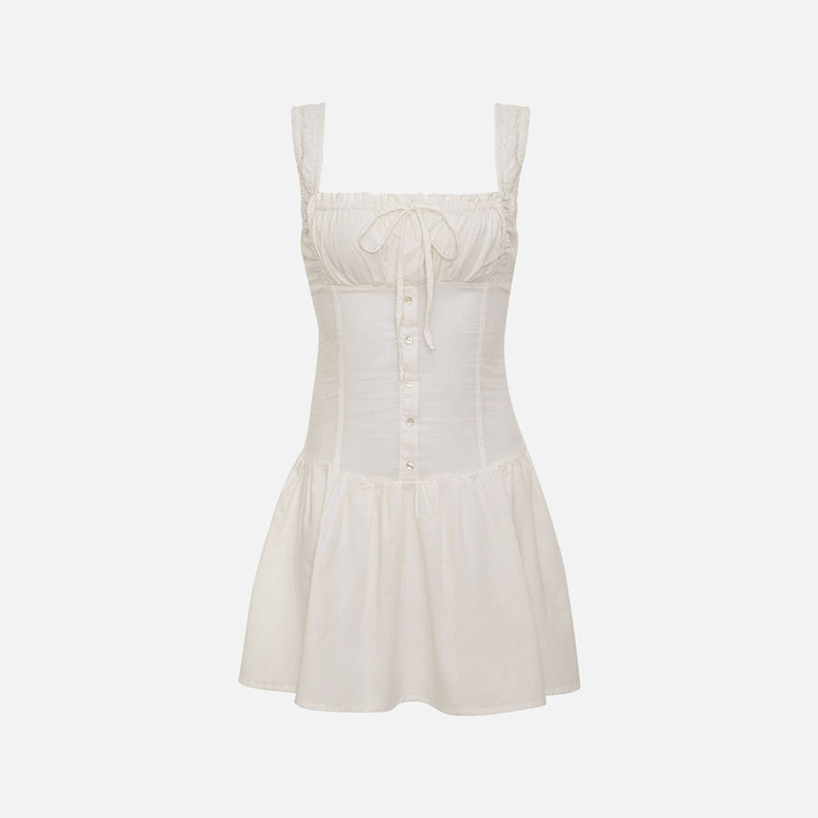 White Women Kith Frankies Bikinis Christa Gauze Dress | 2154-ZFNRU