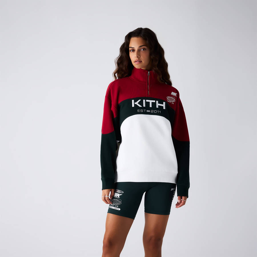 White Women Kith Hunter III Panelled Quarter Zip Sweatshirts | 4021-OCUIW