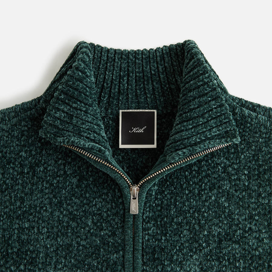 White Women Kith Hunter II Chenille Script Quarter Zip Sweatshirts | 8903-QNPCB