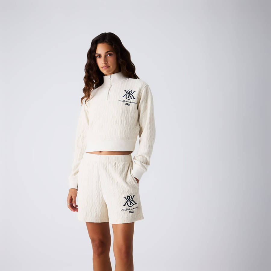 White Women Kith Hunter II Crest Chenille Quarter Zip Sweatshirts | 1067-YDPOU