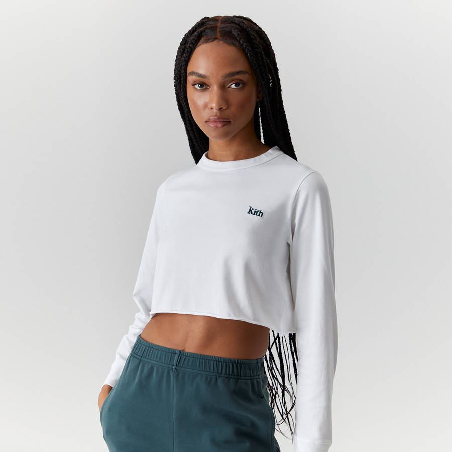 White Women Kith Lucy Cropped Long Sleeve II T-Shirt | 5341-HMWIA